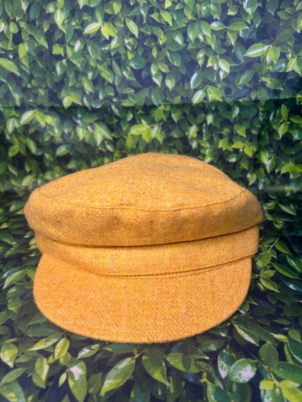 J. Crew Navy Wool Cap with Gold and Light Blue Crest Print